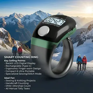 LCD Electronic Digital Tally Counter touch Smart Ring Point Marker Row Finger Counter Type-C Charging Ring Holder Mini Stitch Counter