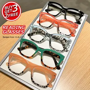 5PCS Fashion Square Cat Eye, Reading Glasses Bifocals Geometric Shape Unframe Cut Edge Fashion Retro Reading Glasses for Men and Women1.0 to  4.0 Computer Glasses Radiation Protection Reading Eyeglasses