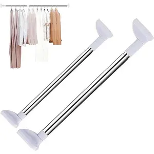 Drill-free Telescopic Tension Rod for hanging Clothes, Adjustable Nonslip Clothing Drying Rod, Stainless Steel Curtain Hanging Rack, Various sizes, easy to install. for Bathroom, Window, Closet, Room Divider