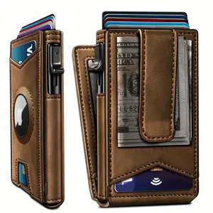 Men's AirTag Wallet with RFID Blocking Metal Case Magnetic Leather Flip Card Holder Slim Front Pocket Pop-up Wallet for Valentine's Day Gift Packaged 1PC bouquets flower,summervibes, Men's Accessories, Mens Gifts