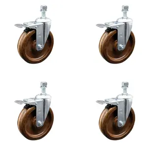 Service Caster SCC-TSTTL20S615-PHSHT-M1015-4 High Temperature Phenolic Swivel Threaded Stem Caster with 6 x 1.5 in. Brown Wheels & 10 mm Stems - Set of 4