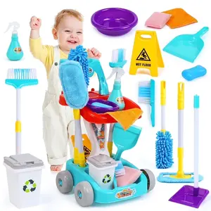 Pretend Play Cleaning Set, 22PCS Pretend Play Housekeeping Cart with Broom Mop Duster, Educational Role Play Toy for Toddlers tiktokshopspringglowup summerwins