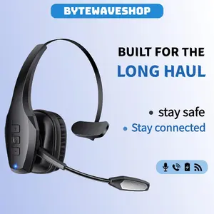 Bytewaveshop Wireless Bluetooth headset with noise cancelling microphone, truck driver specific earphones, computer headphone suitable for various outdoor sports, office earphones laptop pc cellphone work travel gamer Trucker Dual-Mic