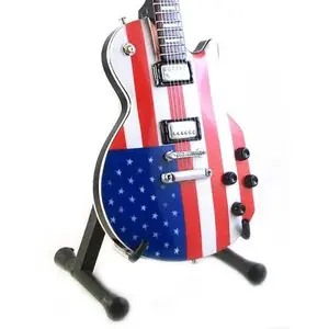 Miniature TED NUGENT US Flag Guitar with Free Display Stand Collectible GIFT