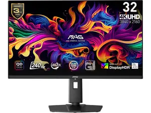 MSI MAG 321UPX QD-OLED 32" 16:9, QD-OLED Gaming Monitor, 240Hz 0.03ms, 3840 x 2160 (UHD), Height Adjustable Arm