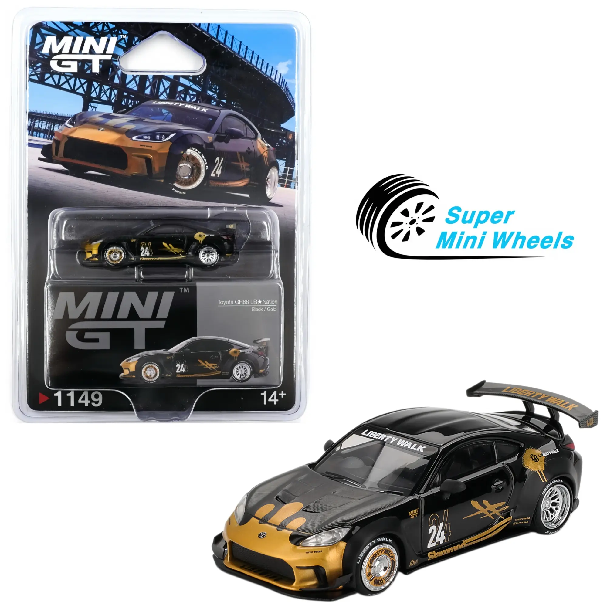 Mini GT 1:64 Toyota GR86 LB Nation Black / Gold #1149