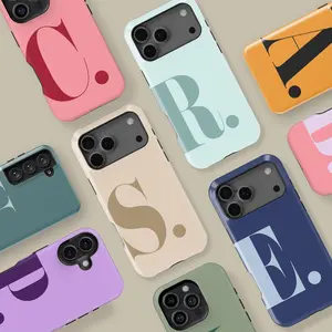 Personalised Initial Design Case For Iphone 17 16 15 14 13 12 11 Pro Max, Customization Initial Protective Cover For Samsung S24 S25