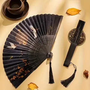 Retro Japanese Folding Fan, Hand, Lightweight Bamboo Fiber Crafted for Dance Performances, Weddings, and Home Decor, Featuring Traditional Swallow Patterns with Japanese Charm, An Ideal Cultural Gift, Wedding Accessory, and Home Decor Item