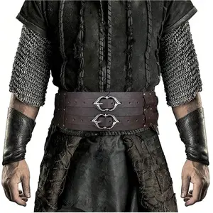 Viking Style Wide Belt, Medieval PU Leather Armor Waistband, Knight Corset Belt, Role Play Fantasy Costume Halloween Prop Decoration, Cosplay