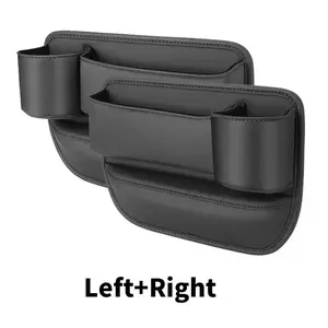 2-Pack Car Seat Gap Fillers with Cup Holders, Multifunctional Car Seat Organizer Storage Box, Car Storage Organizers for Front Seats, Leather Organization for Phone, Keys, Wallets, Sunglasses and Drinks