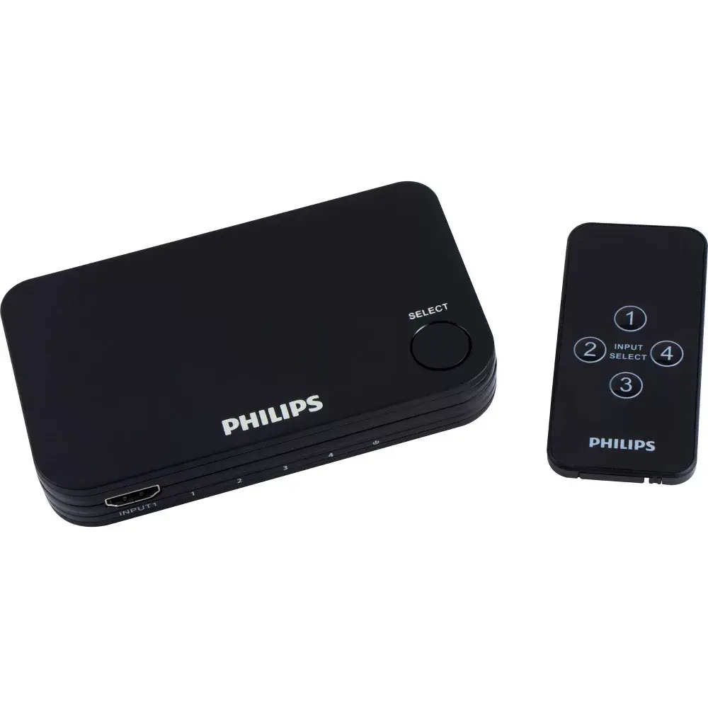 Philips 4 Port 2.2 HDMI Switch with Remote - Black Philips 4 Port 2.2 HDMI Switch with Remote - Black
