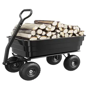 [FLASH SALE] Garvee 1200 lb Poly Dump Cart, Heavy-Duty Yard Wagon with Quick Dump, No-Flat 13" Tires, Steel Frame Garden Utility Cart