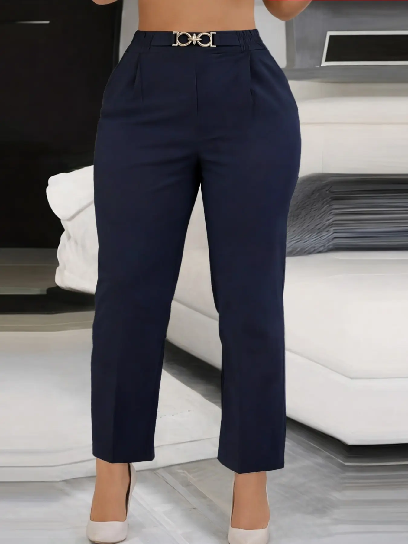 Fashion plus-size women's basic minimalist Aesthetic casual bottom pants