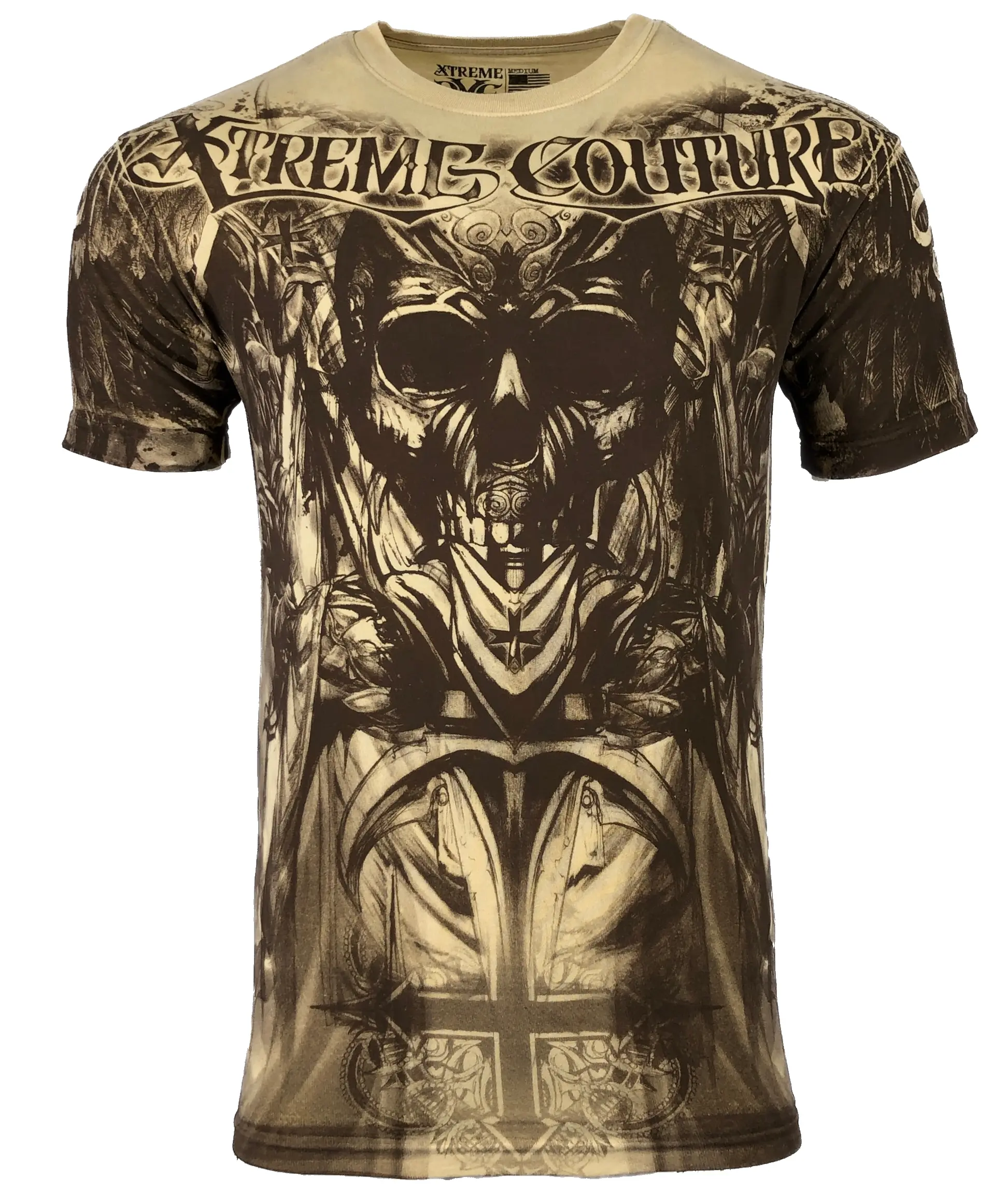 Xtreme Couture T-Shirt by Affliction, Men's Fatal Invasion Graphic Print Crewneck, Short Sleeve Cotton Blend Casual Streetwear, Tshirt, Menswear