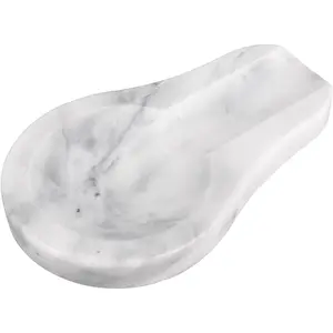 Marble Spoon Rest for Kitchen Stove Countertop Marble Utensil Holder Perfect for Spatula Ladle Fork 1pc Light Grey 4 * 6.5