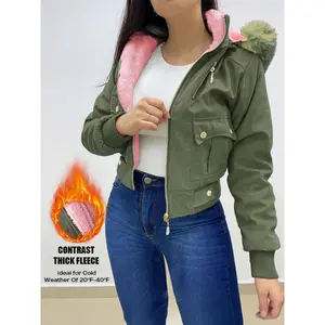 Fashionable hooded jacket with pockets - women's casual zipper jacket, machine washable polyester women's jacket