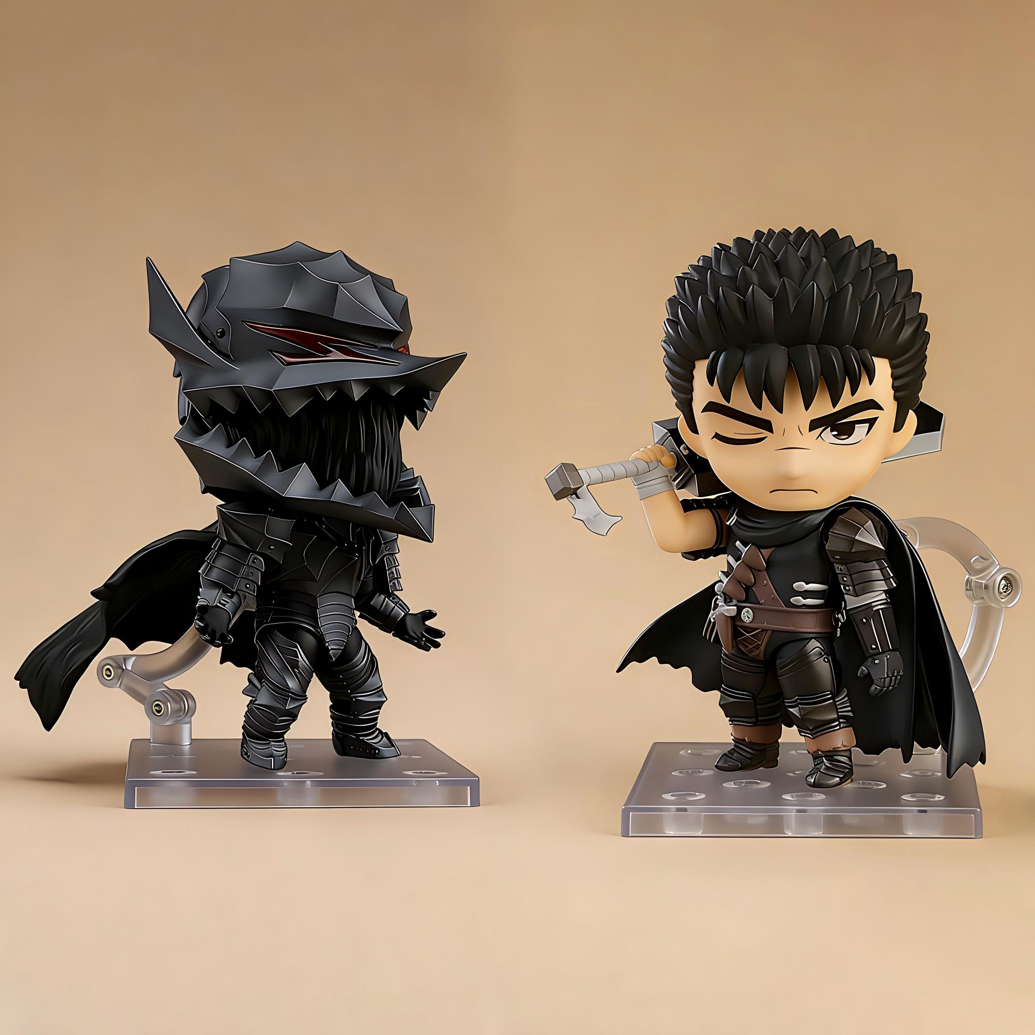 Q Version Berserk Guts #2134 & #2830 Berserker Armor Action Figure Set, Interchangeable Face Anime Collectible Model Toy Q Version Berserk Guts #2134 & #2830 Berserker Armor Action Figure Set, Interchangeable Face Anime Collectible Model Toy