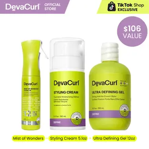 DevaCurl Mist of wonders & Styling Cream 5.1oz & Ultra Defining Gel 12oz