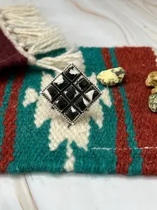 Handmade Sterling Silver White Buffalo Adjustable Ring with Signed Nizhoni