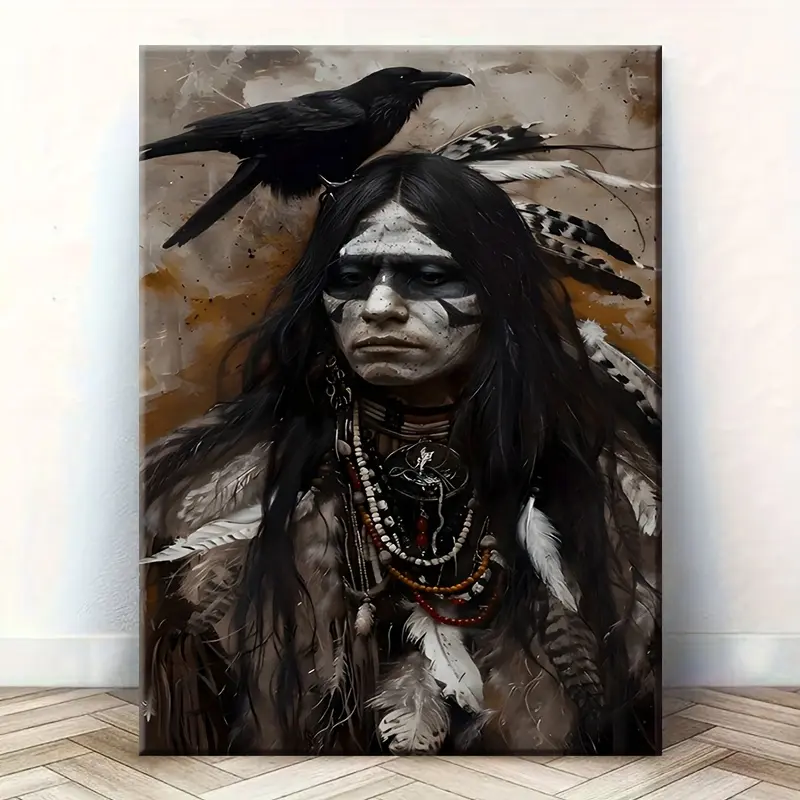 [2D Flat] 1 Unique Canvas Painting, Solid Wood Frame, Seasonal Decoration Spiritual Journey Native Americans Very Suitable For Home Decoration, Living Room Or Bedroom And Other Party Decorations, Holiday Decorations, Waterproof, Ready To Hang