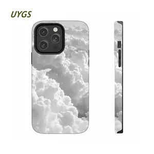 UYGS Grayscale Above The Clouds Puffy Cloud Texture Phone Case, Calming Neutral Tone Nature Scene Anti‑Drop Shockproof Phone Case