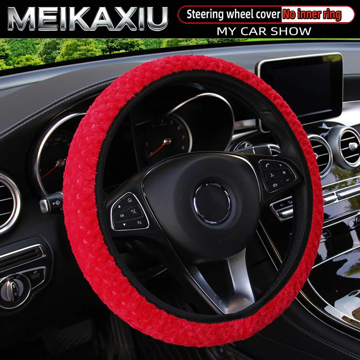 Women's Winter WarmPlush Steering Wheel Cover Elastic Free Inner Ring Lightweight Car Accessory for Comfortable Driving