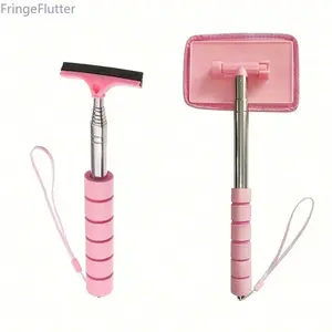 FringeFlutter 2Pcs Car Windshield Cleaner Tools with Extendable Handle Reusable Microfiber Pad for Side Rear View Mirrors Rain Fog Car Detailing Accessories