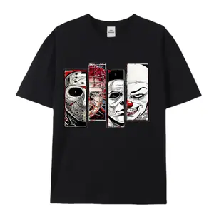 Scary Horror Movies Halloween Party Mens T Shirt Men  Hip Hop Vintage Short Sleeve T-Shirt Casual Fashion Oversized Short Sleeve, Best Gift For Friend