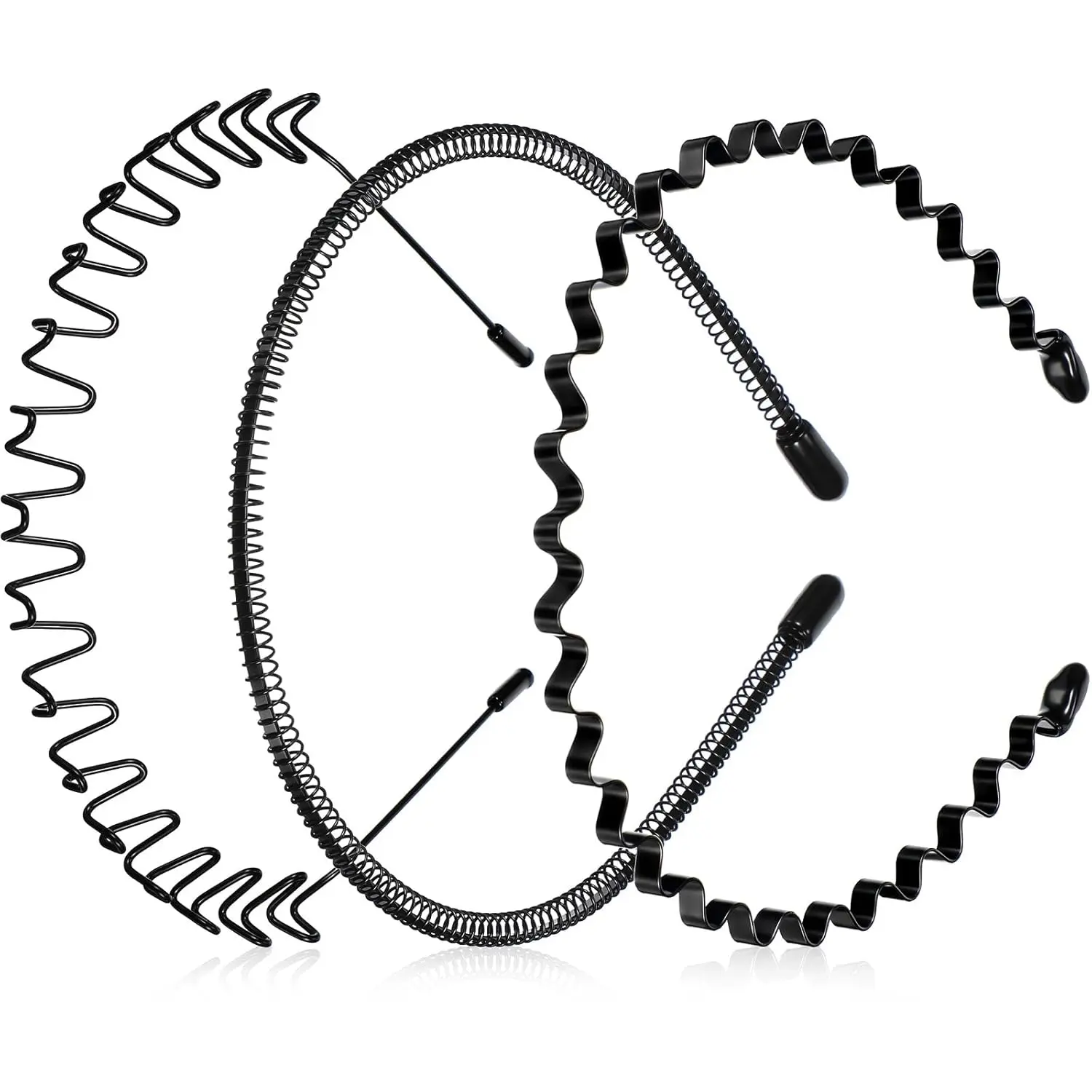 Metal Headband 3 Pack - Unisex Wired Zigzag Sports Fashion Headwear, Non-Slip Hair Hoop Accessories (Wavy, Small, Wave) | Unisex Wired Hair Band with Teeth, Sports Headwear for Daily Outdoor Activities, Fashion Accessories for Men Women