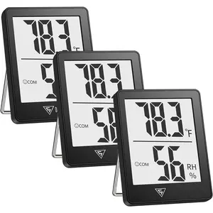 Digital Hygrometer Indoor Thermometer 3 Pack, Room Thermometer with 5s  Refresh, Accurate Humidity Meter Temperature Sensor for , Bedroom,  Room, Office, Greenhouse, Cellar (Black)
