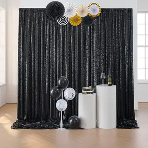 Black Sequin Backdrop Curtain 8ftx8ft Sequin Backdrop Panels for Photography Party Birthday Halloween Wedding Banners Round Cloth