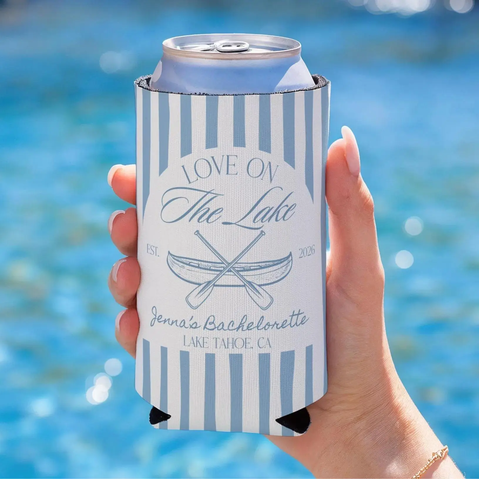 Love on the Lake Can Cooler, Lake Bachelorette Party Favor, Custom Bachelorette Koozie, Lake Weekend Bach Decor