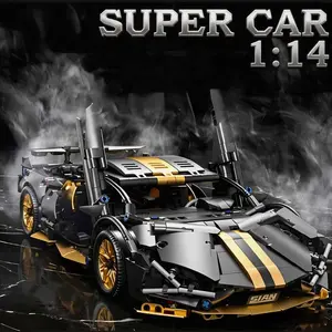 1:14 Scale Black Gold Lambo Sports Car Model Building Kit, 800+ Pieces, IDeal home decoration Collectible Toy Set for Kids & Adults Hoilday Gifs