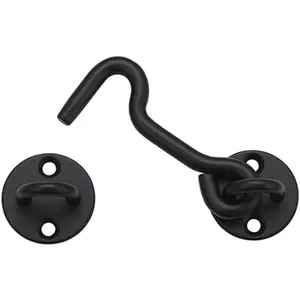 4” Privacy Hook and Eye Gate Latch Easy Lock for Barn Door, Black Raswik