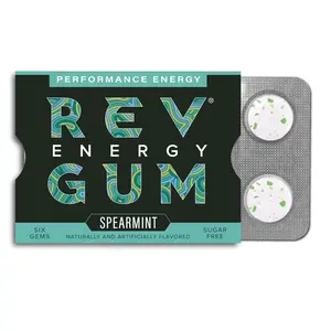 Gum Caffeine Energy Gum |   Performance Energy 60mg Caffeine per Gem |   Spearmint Sugar Free Caffeinated Mint Chewing Gum Low Calorie Chews to Help You Stay Alert, Awake and Focused 12 Packs (72 Count)