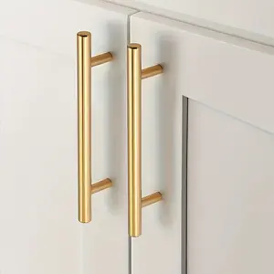 18pcs Brushed Gold Stainless Steel Arc Cabinet Handles  Modern Drawer Pulls, Includes Screws, Easy Installation, Length 150mm