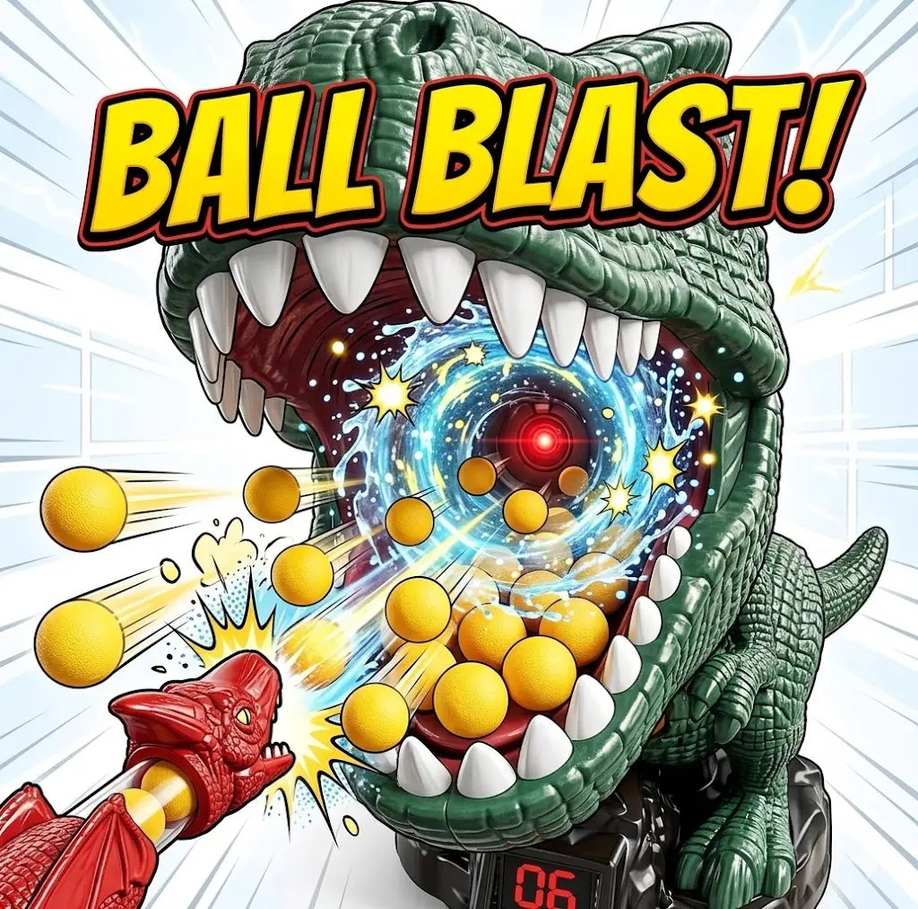 [Brand] Electronic Dinosaur Shooting Playset for Unisex Kids 3+, Moving T-Rex Target, Foam Blasters, EVA Foam Balls, Indoor Active Toy for Easter, Halloween, Christmas