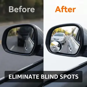 2pcs Round Frame Convex Car Blind Spot Mirror 360° Adjustable HD Clear Rearview Mirror for Safe Driving & Parking Universal Fit Easy Installation