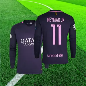 16 17 11# Neymar JR Away Long Sleeve Retro Soccer Jersey Barca Fans Version Football Jersey Quick Drying