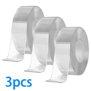 Nano Tape 3PCS Transparent Reusable Waterproof Heat Resistant PET Material Ultra Strong Double Sided Adhesive for Bathroom Home Decor - Set, Organiser