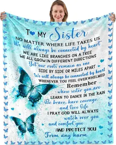 Sister Gifts Blanket to Sister Birthday Gifts from Sister, Best Sister Ever Gifts, Gifts for Sister Graduation Mother's Day Ideas Throw Blanket
