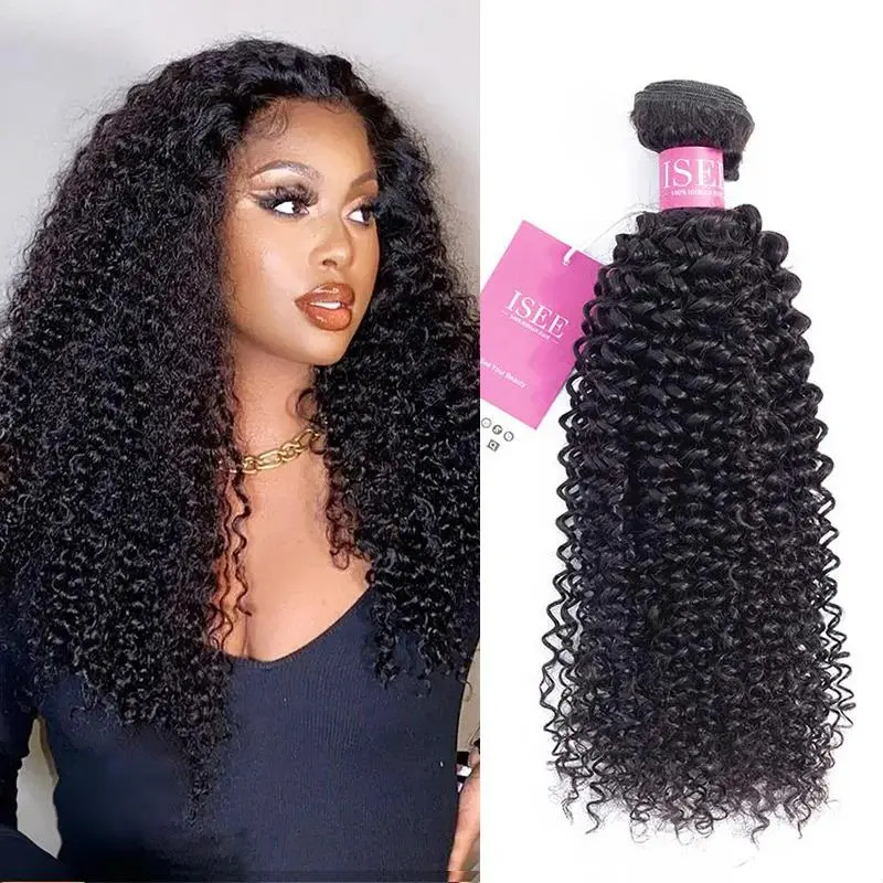 ISEE HAIR Best-Selling 10A Mongolian Afro Kinky Curly Bundles, Soft Bouncy Weaves for Summer Crochet New Arrivals