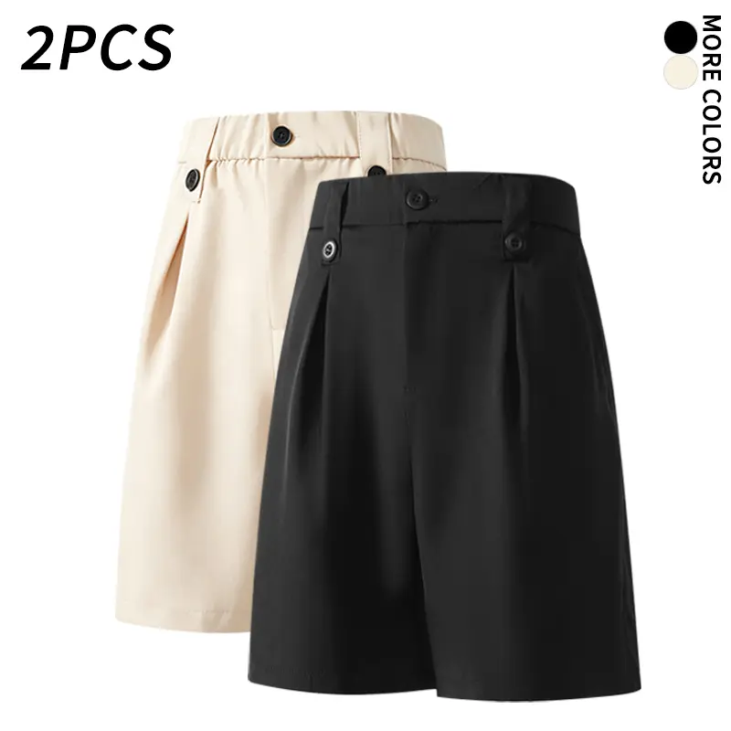 2 Pack New High Waisted Pleated Suit Shorts – Versatile, Office Friendly Straight Leg Casual Shorts