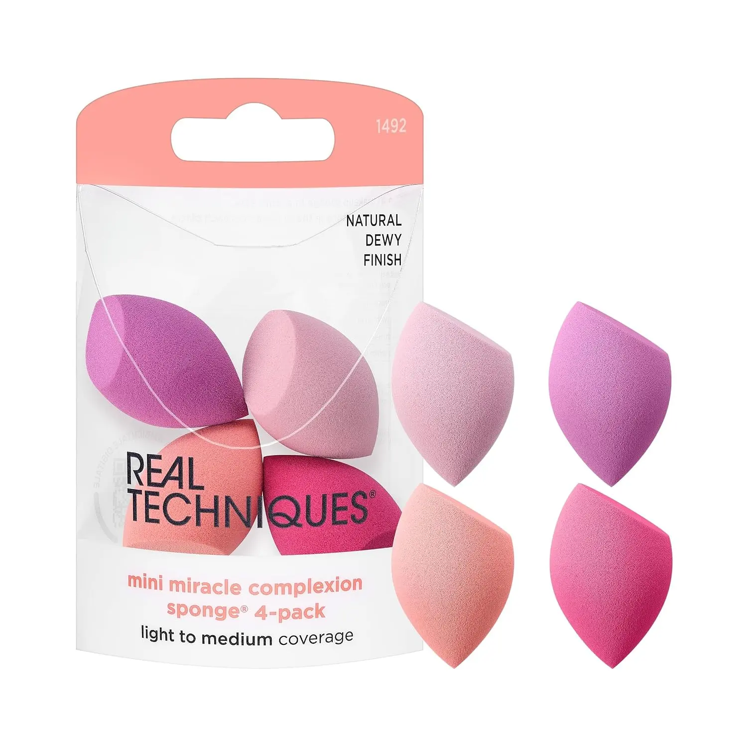 Real Techniques Mini Miracle Complexion Sponge, Mini Makeup Sponge 4 Pack | Targeted blending with makeup sponges for blending, make up sponges for foundation, micro-fine pores and under eyes