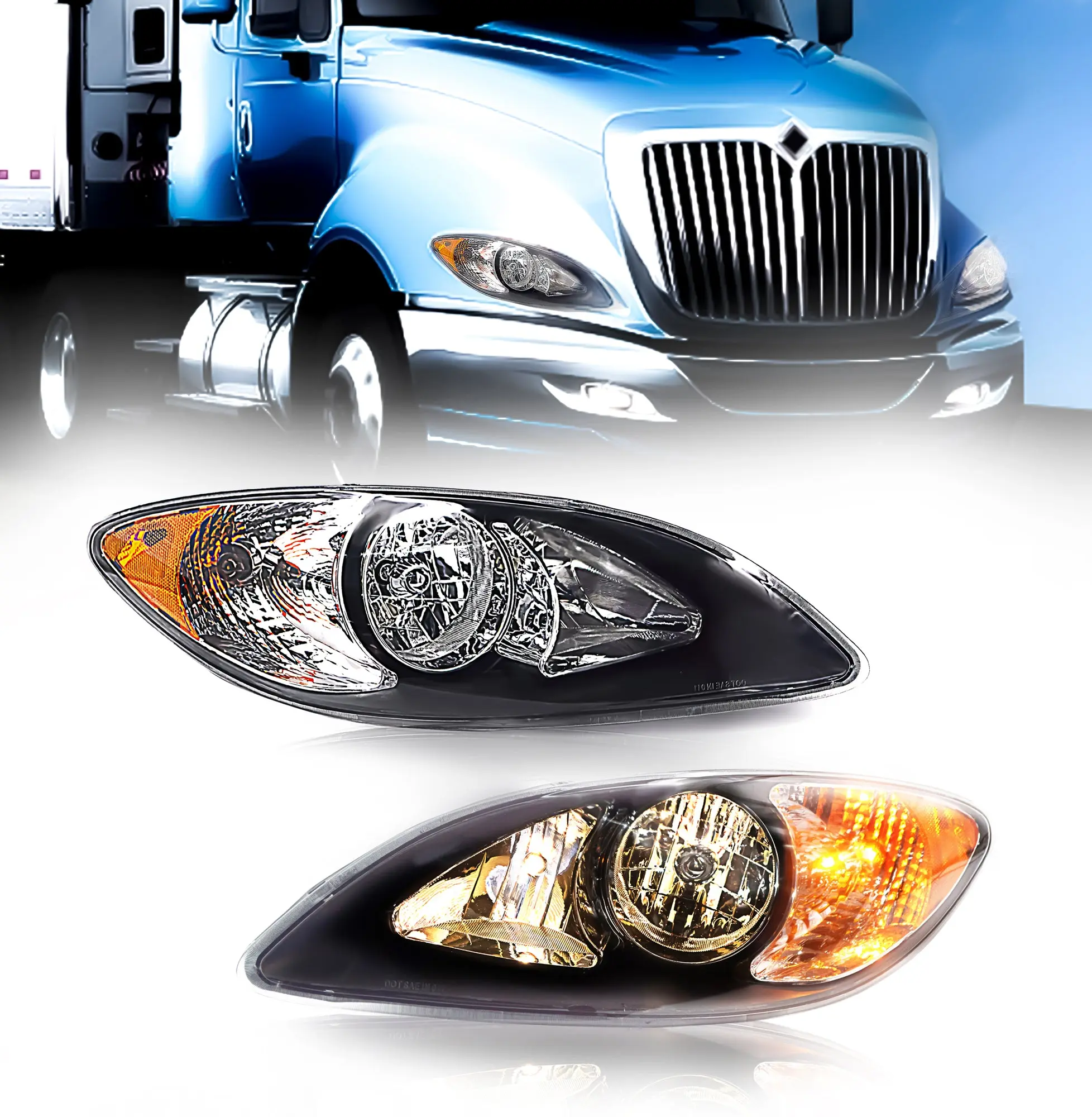 Torque Headlight PAIR Replacement for 2008-2016 International Prostar Pro Star semi Trucks [Included All Bulbs] Assembly DOT SAE Approved Driver Left Passenger Right Side Set (TR041-L, TR041-R)