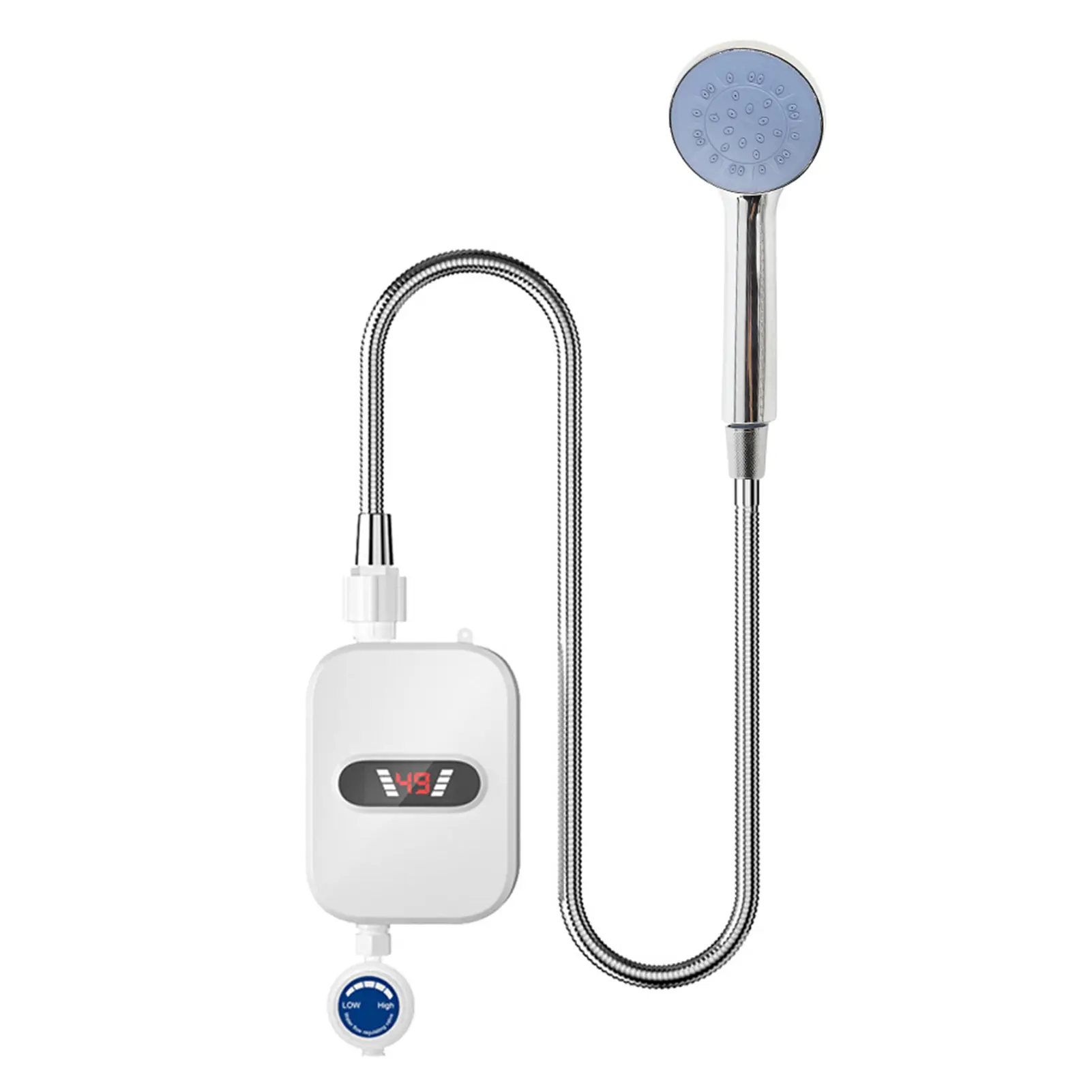 3500W Compact Instant Electric Water Heater Set with Bracket - Household Appliances, 50Hz, LCD Temp Disp., IPX4 Rating, Automatic Quick Heating, Adjustable Temp, ABS+Metal, Compact Form, Grounding Safety, Overheat Cutoff, for Bathroom, Kitchen Use