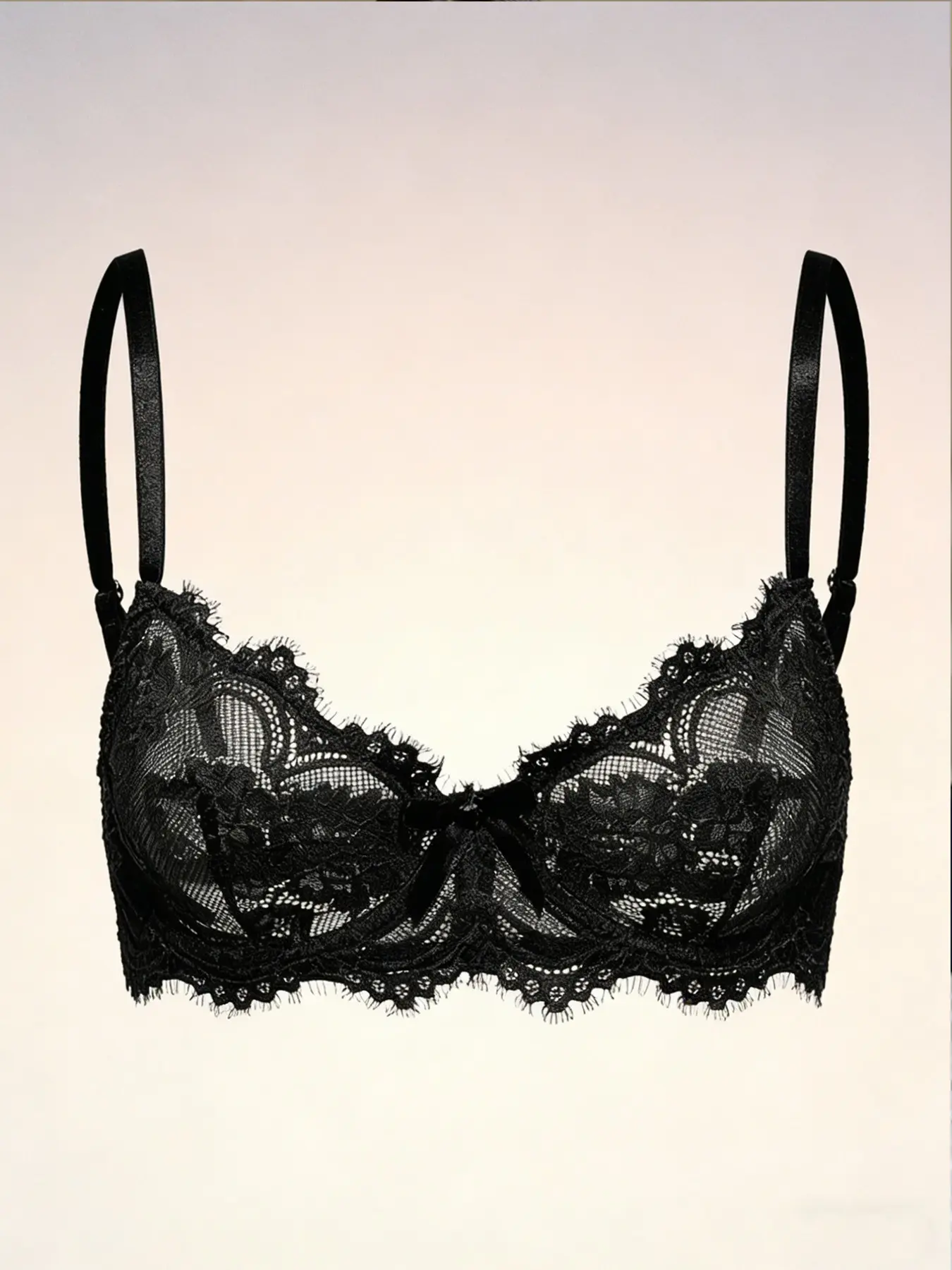 rench Black Lace Underwire Bra, Eyelash Trim Breathable Thin Bra, Sexy Push Up Minimizer Bra for Women, Stylish & Comfortable, Adjustable Straps, Lace Brassiere Fit, A Must-Have Lingerie for Modern Women