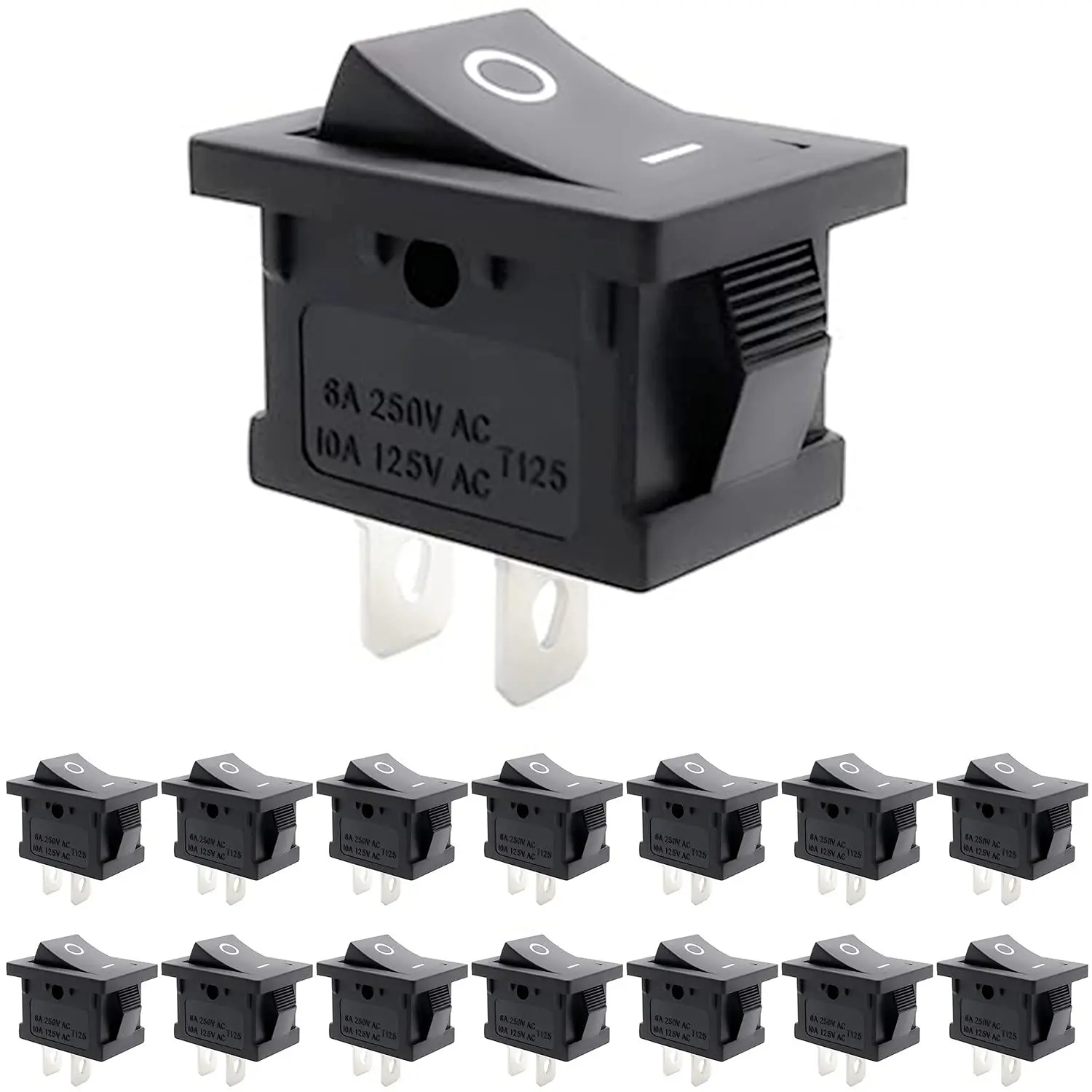 15 count AC 6A/250V 10A/125V 2 Solder Lug SPST On/Off Mini Boat Rocker   Auto Boat Round Rocker 2 Pin Toggle SPST  Snap