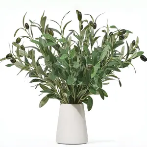 12 Artificial Olive Branches UV Resistant, Realistic Olives Leaves, 11 Inch Plastic Plant Decor for Vase Home Office Christmas Pack Fake Plant Decoration