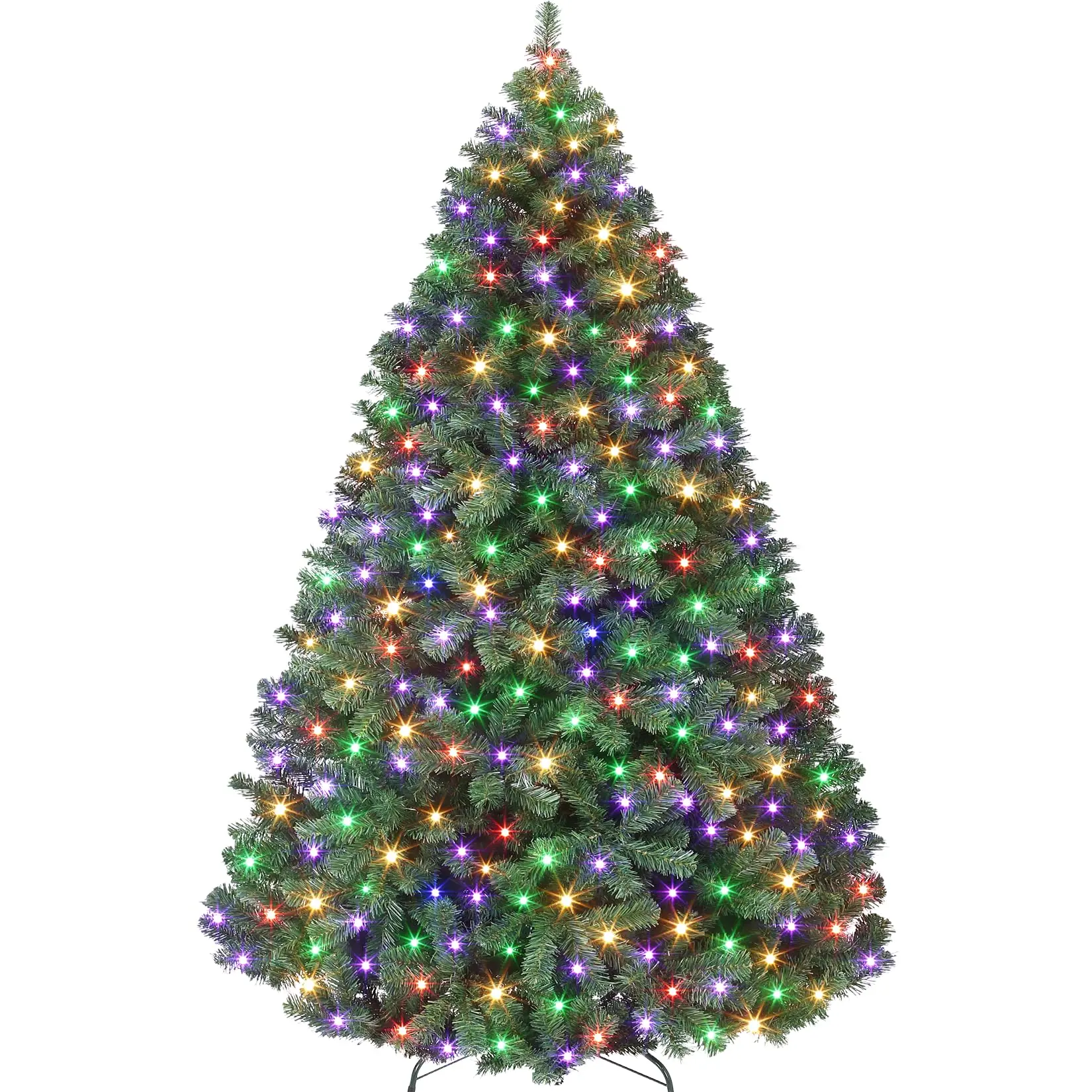 7.5FT Pre-Lit Artificial Christmas Tree with 500 RGBW Color Changing Lights, 9 Modes, 1,450 Tips & Metal Stand – Ideal for Home, Parties & Holiday Decor